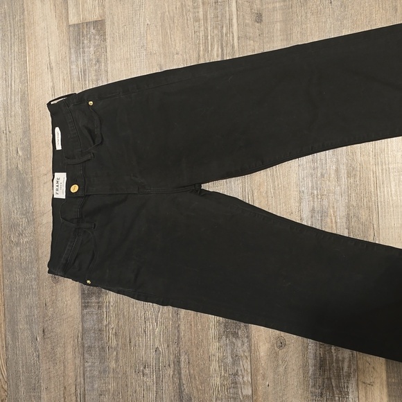 FRAME | Denim Womens Size 29 | Le High Straight Jeans | Black Frayed Fringe Hem​ - Picture 2 of 11